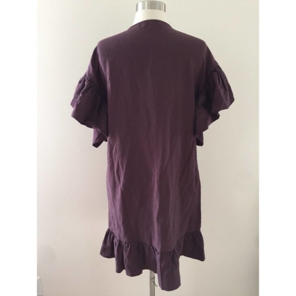 ULLA JOHNSON MARIANNE TWILL LACE-UP SHIFT DRESS SZ 0 BORDEAUX G8523 - Picture 7 of 7